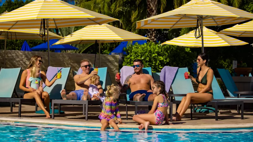 Family by pool